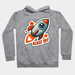 Blast Off: Smiling Rocket Adventure Hoodie